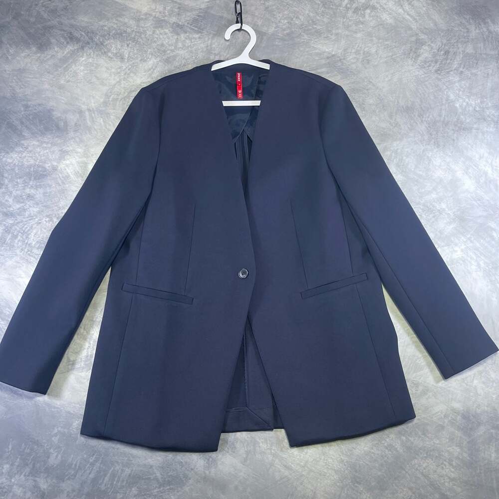 Spanx The Perfect Collarless Cutaway Blazer Navy Blue Women’s Sz M